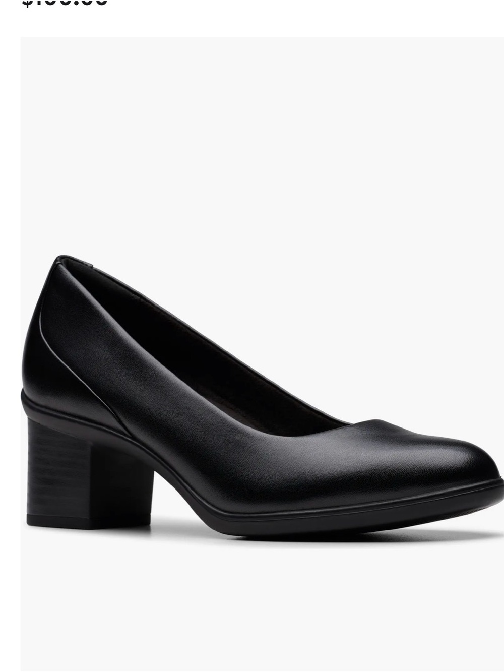 Clarks Black Shaya Poppy Low Block Heel Pump